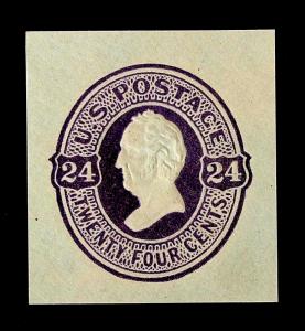 1870 US  #U101 Purple-on-Cream 24c PSE Cut Square...