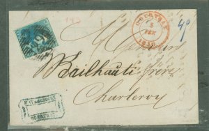 Belgium 2 Complete on letter envelope postmarked Feb 5 1850.  Nice 4 margin example with mostly face-free cancel (bar).