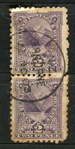 NEW ZEALAND; 1890s early classic QV side facer 2d. Postmark Pair