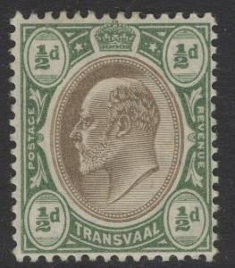 TRANSVAAL SG260 1904 ½d BLACK & BLUISH GREEN MTD MINT