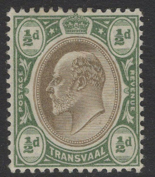 TRANSVAAL SG260 1904 ½d BLACK & BLUISH GREEN MTD MINT