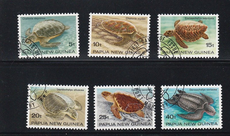 Papua New Guinea # 592-597, Sea Turtles, Used Set, 1/2 Cat.