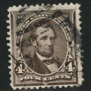 USA  Scott 254 used 1894  p12 no wmk Lincoln CV$10