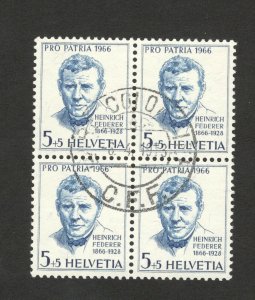 SWITZERLAND-USED BLOCK OF 4 STAMPS WITH NICE POSTMARK