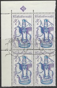 Czechoslovakia #2213 Top left block of 4 - cancelled.  Jozef Franko 1951.