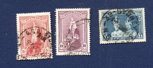 26 - AUSTRALIA - Scott 177-179 -  FVF used, 5 sh has a crease - 1938
