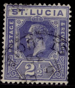 ST. LUCIA GV SG96, 2½d bright blue, FINE USED.