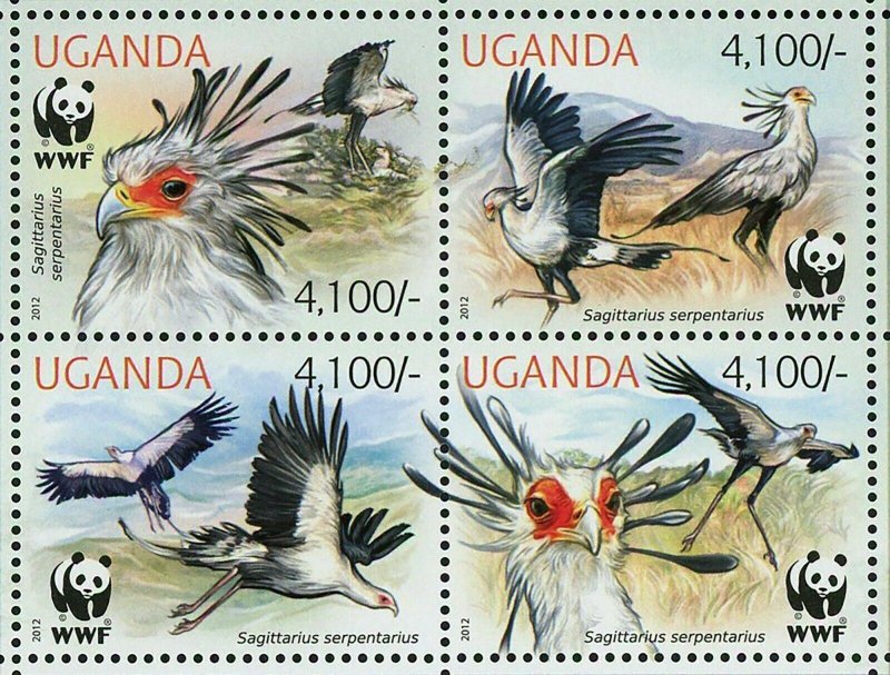 Secretary Bird Stamp WWF Sagittarius Serpentarius Sheet of 2 Sets S/S MNH #3000 