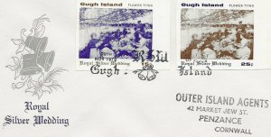 GB Gugh Island,Scillies, 1972 Silver Wedding imperf  pair FDC. on plain back