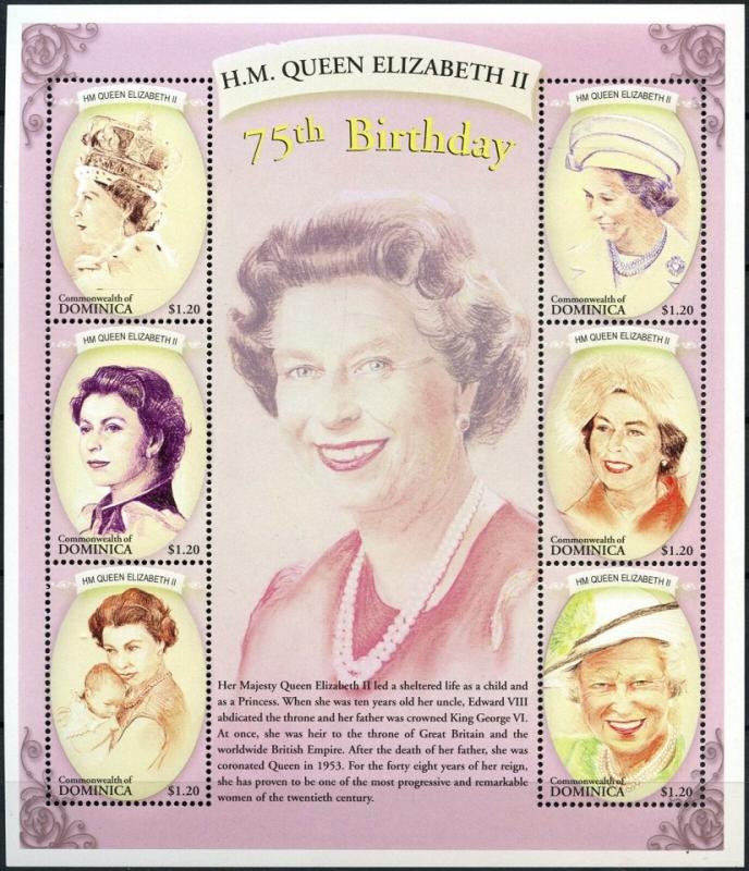 2001	Dominica	3136-41KL	75 years of Queen Elizabeth II