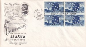 1959, Alaska Statehood, Block/4,  Art Craft, FDC (E13498)