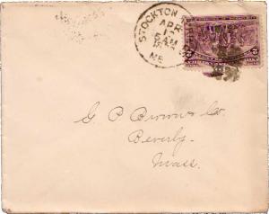 United States Maine Stockton Springs 1893 cork killer  2c Columbian.