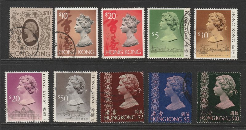 Hong Kong a small lot of used QE2 high values