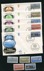 Germany 9N354-58 Berlin Passenger Ships Stap Set With First Day Covers MNH