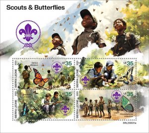 SIERRA LEONE - 2023 - Scouts & Butterflies - Perf 4v Sheet -Mint Never Hinged