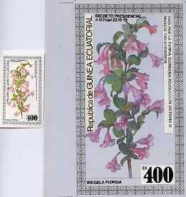 Equatorial Guinea 1979 Flowers (Weigela) - Original artwo...