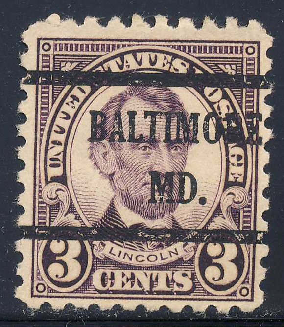 Baltimore MD, 584-43 Bureau Precancel, 3¢ Lincoln