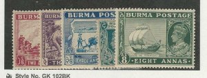 Burma, Postage Stamp, #25-29 Mint LH, 1938-40, JFZ