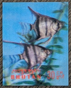 Bhutan 100b.  New, with hinge. 3-D. 2.5 x 3.875.