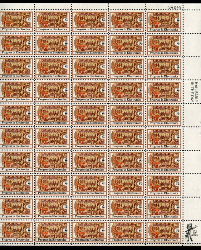 UNITED STATES SCOTT #1501 PROGRESS IN ELECTRONICS SHEET(50) MINT NEVER HINGED