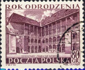 POLOGNE / POLAND - 1953 Mi.822A 80gr WAWEL Castle (p.12-3/4x12-1/2) - CTO