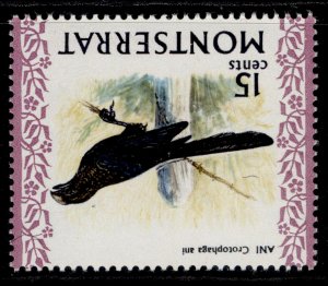 Montserrat QEII SG248aw, 15c Smooth-Billed Ani, Nh Der Wmk Invertiert