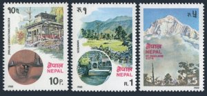 Nepal 385-387, MNH. Mi 401-403. Views 1980. Jwalaji Dailekh temple, Pound,Mount.