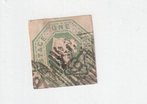 GB SG 54 VF-1sh GREEN EMBOSSED CAT VALUE £1000