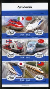 SIERRA LEONE 2023 SPEED TRAINS SHEET MINT NEVER HINGED