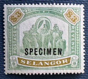 MALAYA SELANGOR 1895-99 SPECIMEN opt $3 Elephants MNG SG#63s M5439