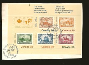 Canada 913a Souvenir Sheet on Piece 1982 First Day Cover