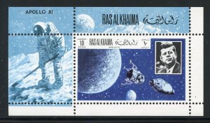 RAS AL KHAIMA JOHN F.  KENNEDY SPACE SOUVENIR SHEET  MINT NH