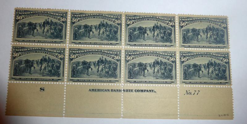 #240 50 cent Columbian plate block