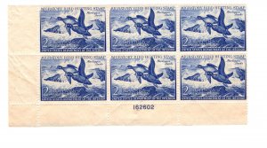 RW19  Duck Stamp -  Mint very light hinge marks on two of the six, P B of 6