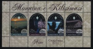Niue 2011 MNH Sc 871a Sunset, chasm, palms, church Christmas Souvenir sheet of 4