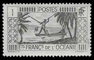 French Polynesia #80 MNH; 1c Spear Fishing (1934) (2)