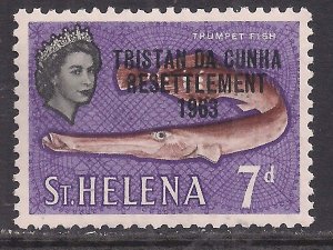 Tristan Da Cunha 1963 QE2 7d Ovpt Resettlement 1963 MM SG 61 ( F457 )