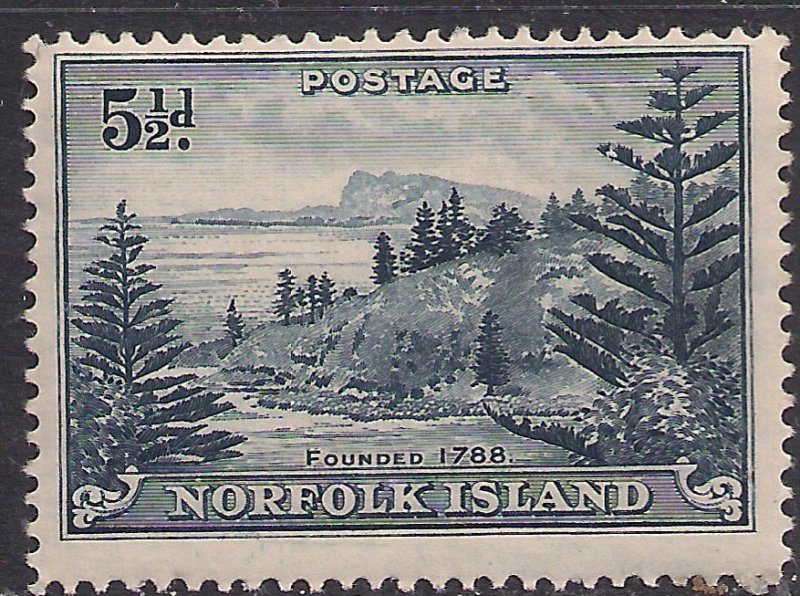 Norfolk Island 1947 KGV1 5 1/2d Indigo MM SG 8 ( J806 )