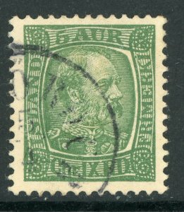 Iceland 1902 Christian IX 5a Yellow Green Perf 13 Scott # 36 VFU C654