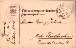 Austria Soldier's Free Mail 1917 K.u.K. Feldpostamt 403 1/14 Sapp. Komp. to M...