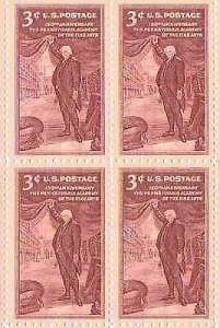 1955 Pa. Academy of Fine Arts Block of 4 3c Postage Stamps, Sc# 1064, MNH, OG