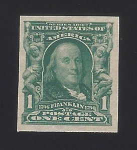 US #314 1906-08 Blue Green Imperf Wmk 191 MNH VF SCV $32.50