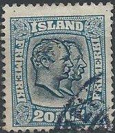 Iceland 107 (used) 20s Kings Christian IX & Frederik VIII, blue (1915)