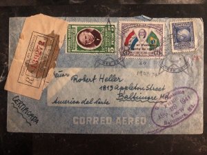 1941 Port fonciere Paraguay Registered Airmail Cover To Baltimore MD USA