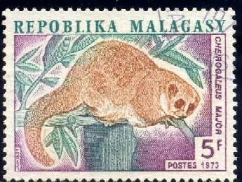 Greater Dwarf Lemur, Malagasy stamp SC#501 used