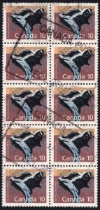 Canada SC#1160 10¢ Striped Skunk Block of Ten (1988) Used