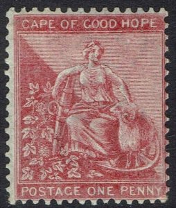 CAPE OF GOOD HOPE 1864 HOPE SEATED 1D WMK CROWN CC WITH OUTER FRAME LINE