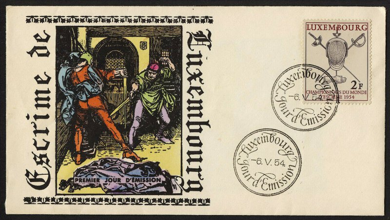 wc079 Luxembourg 1954 Fencing FDC first day cover