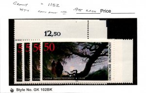 Germany, Postage Stamp, #1152 Lot Mint NH, 1974 Casper Friedrich (AC)