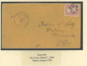 U.S. #65 USED ON COVER